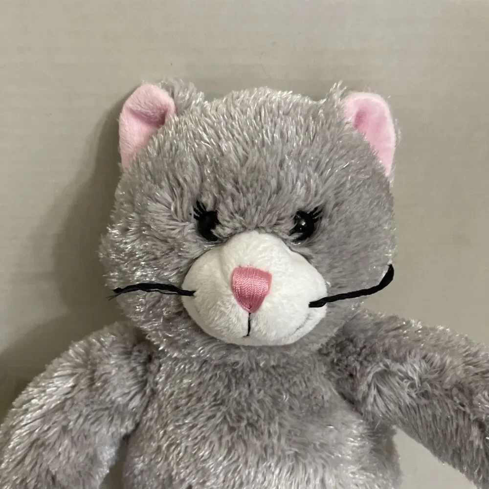 Build A Bear Cat Gray White Kitty Silver Plush Doll Toy Stuffed Animal Kitten 16